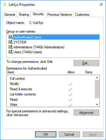 permissions screen